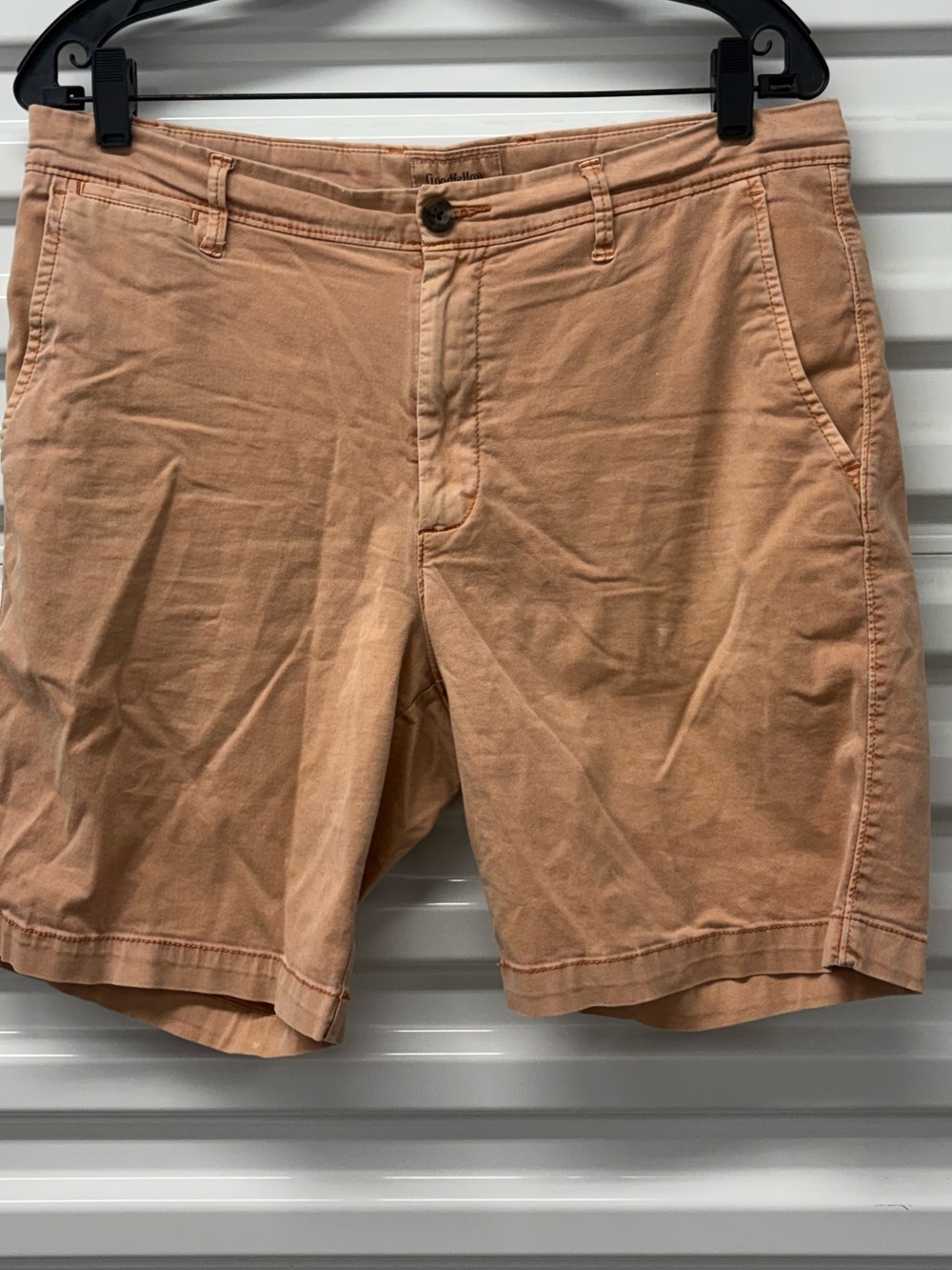 Goodfellow & Co Men's Tan Chino Shorts Cotton Flat Front Button Pockets Casual